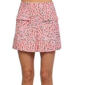 Fate 100% Cotton Red & Pink Floral High Waisted Front Pockets Mini Skirt Small